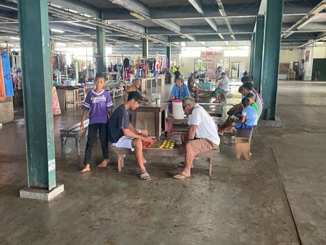 Games and 'ava in the Salelologa New Market, Savai'i, Samoa. 