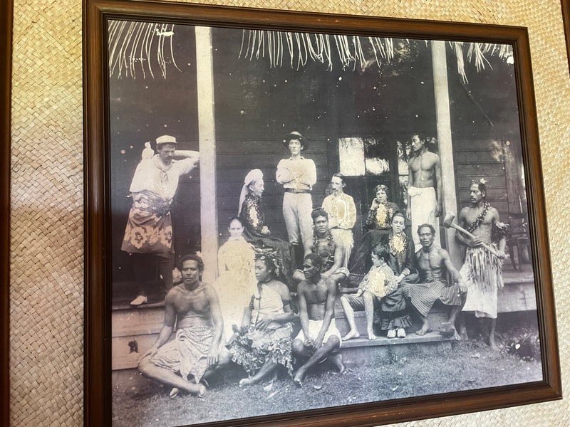 Photo of RLS and his family with Samoan friends.