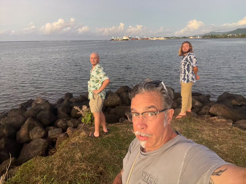 Grant, me, and Josh looking out on Apia Bay.