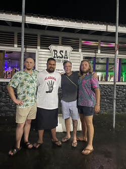 Grant, Leota, me, and Josh outside the RSA, Western Samoa.
